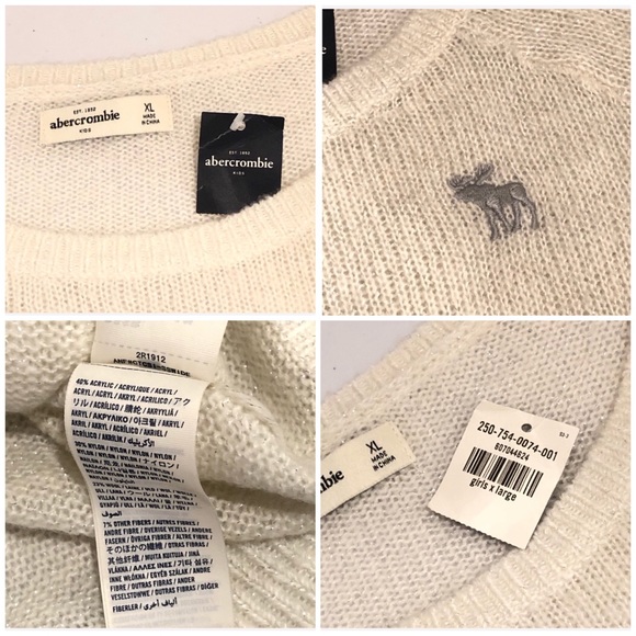 Abercrombie Kids Cream Wool Sweater Girls Size XL Brand New With Tags BNWT - Picture 5 of 6